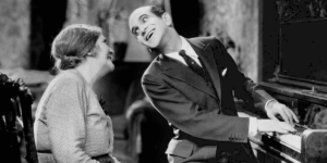 Fotograma promocional de The Jazz Singer (1927), considerada la película que impulsó la consolidación del cine sonoro.